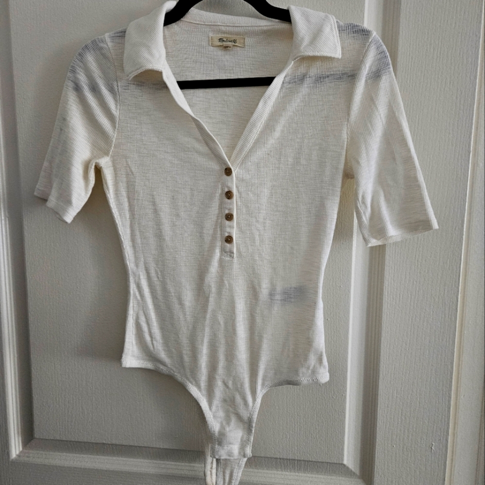 Madewell Collared Button Up Bodysuit Sz S
